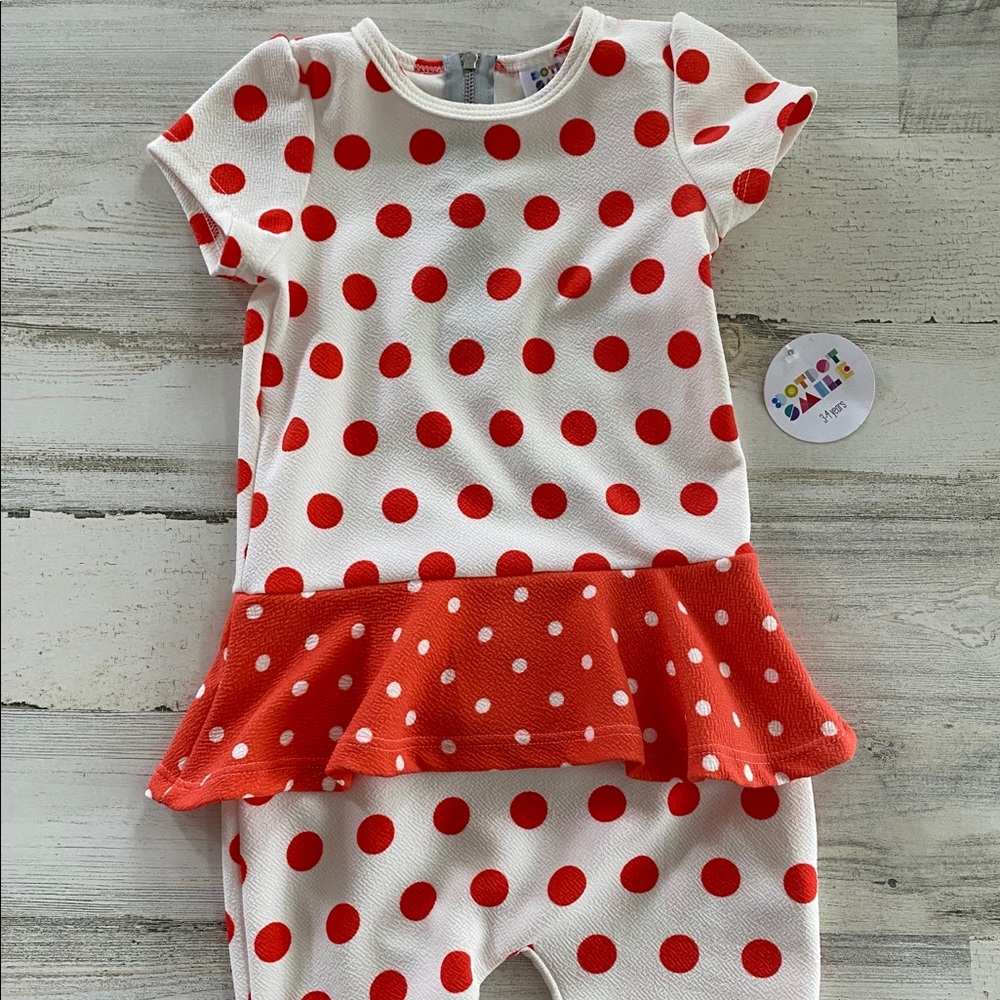 LuLaRoe Dot Dot Smile Toddler Romper 3/4